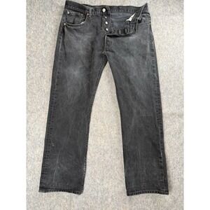 Levi's 501 Straight Fit Black Denim Lightweight Men's  Button-Fly Jeans, 38X32